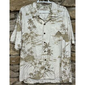 Men’s Tommy Bahama 100% Silk Tropical Aloha Hawaiian Collared Short Sleeve Butto